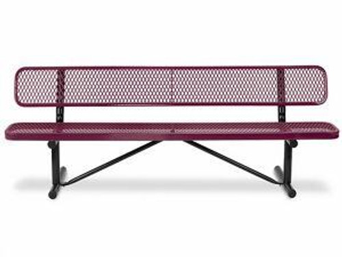 USC H-2294BU-P METAL BENCH WITH BACK - 6', BURGUNDY