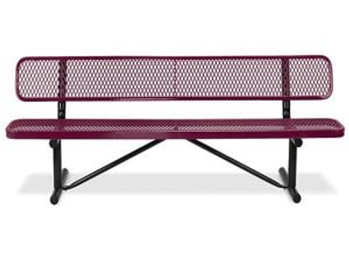 USC H-3500BU METAL BENCH WITH BACK - 4', BURGUNDY