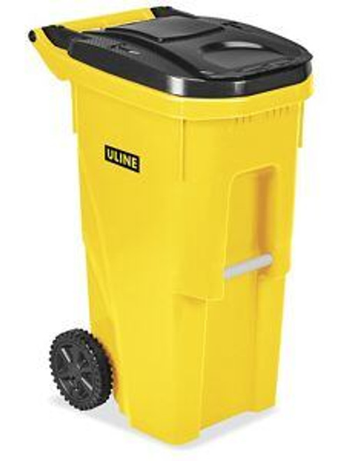 USC H-4202Y ULINE TRASH CAN WITH WHEELS - 35 GALLON,