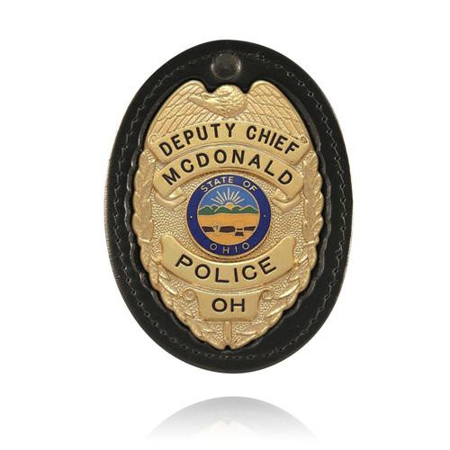BOSTON LEATHER 700-6006 CLIP-ON BADGE HOLDER,RECESSED OVAL