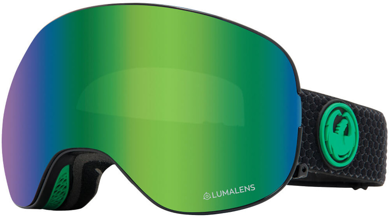 Midnight Split w/Lumalens Green Ion - Dragon X2 Snow Goggles