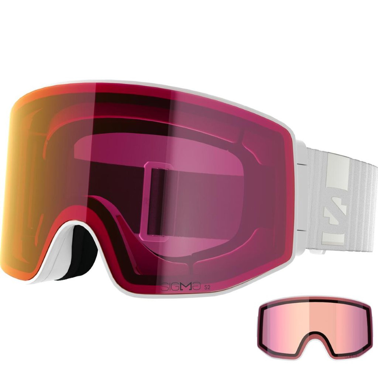 White w/Sigma Poppy Red - Salomon Sentry Prime Snow Goggle