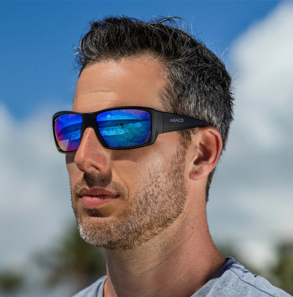 Wearing Abaco Black Grey Blue Sunglasses