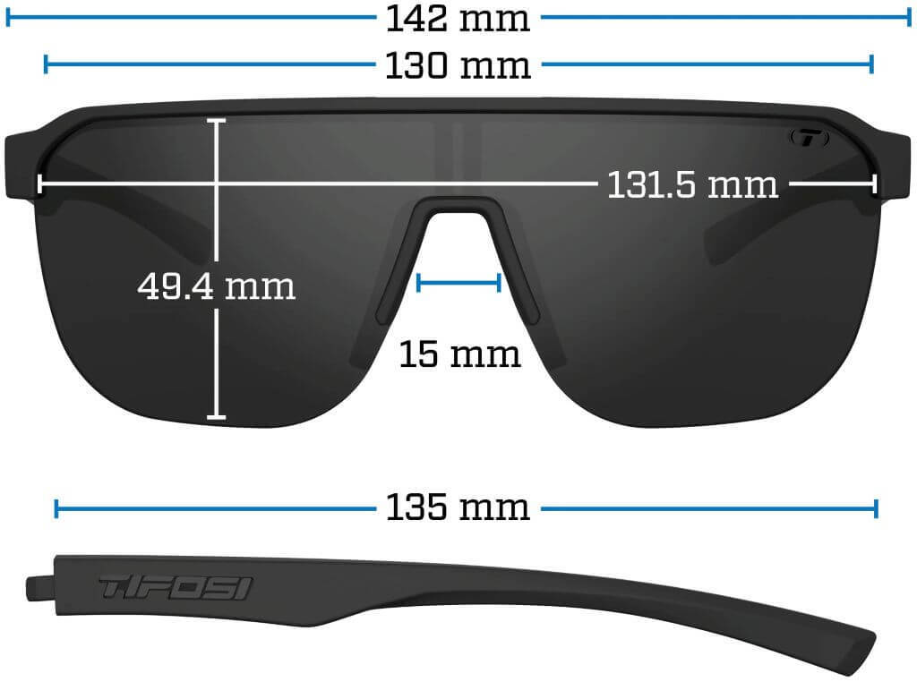 Tifosi Sanctum SL sunglasses dimensions