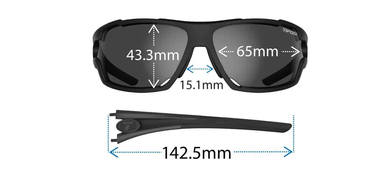 Tifosi Amok Sunglass dimensions