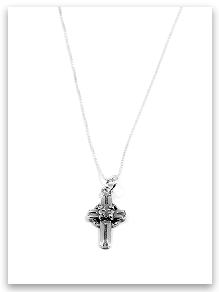 Friendship Cross Sterling Silver Charm Necklace 