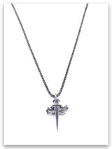 Sacrifice Cross Necklace for Men w/Medium Box Chain (back view)