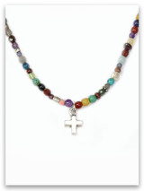 Stones Cry Out Bold Faith Cross Necklace Multi-Stones