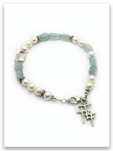 Aquamarine and Pearl Trio Cross Bracelet Aquamarine and Pearl Trio Cross Bracelet