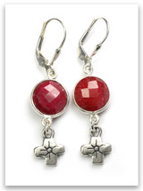 Be Kind Cross Earrings with Red Stone