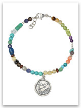 Fierce Sterling Charm Semi Precious Multi-Stone Bracelet