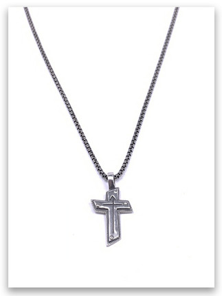 Rock Bottom Cross w/Medium Box Chain for Men