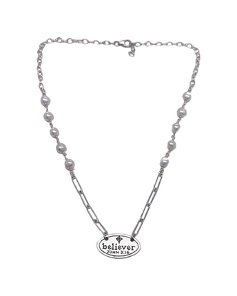 Believer Pearl and Sterling Silver Chain Necklace