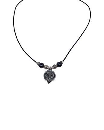 Angel Messenger Black Pearl Leather Neckalce