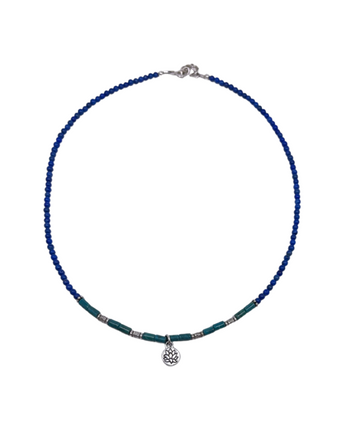 Overcomer Lapis Turquoise Silver Silver Necklace