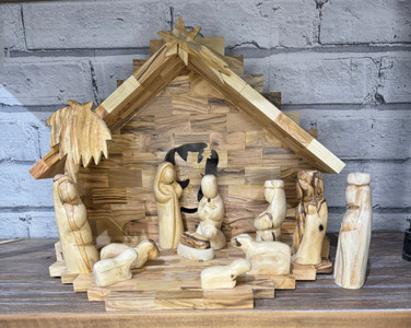 Authentic Trinational Style Nativity with Angle Cut Out