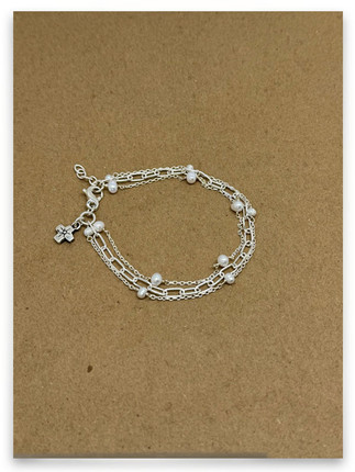 Kindness Charm Small Paper Clip with double pearl trendy strands bracelet Kindness Charm Small Paper Clip with double pearl trendy strands bracelet