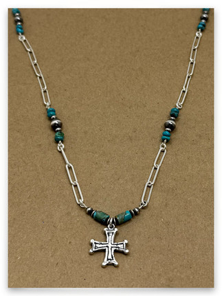 Healing Cross w/Navajo Pearls, Turquoise"Now there is Jerusalem near the Sheep Gate a pool called Bethesda...Here a great number of disabled people used to lay. The blind, the lame, the paralyzed...When Jesus saw him lying there and learned that he had been in this condition for a long time, he asked him, Do you want to get well?" -John 5:1-6 Healing Cross w/Navajo Pearls, Turquoise"Now there is Jerusalem near the Sheep Gate a pool called Bethesda...Here a great number of disabled people used to lay. The blind, the lame, the paralyzed...When Jesus saw him lying there and learned that he had been in this condition for a long time, he asked him, Do you want to get well?" -John 5:1-6