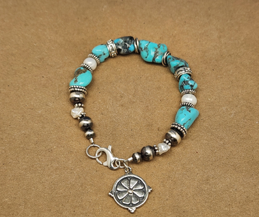 Mary Magdalene Sleeping Beauty Turquoise & Pearl Bracelet Mary Magdalene Sleeping Beauty Turquoise & Pearl Bracelet