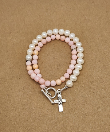 Cross of Hope Pearl & Pink Wrap Bracelet