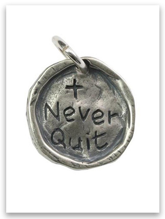 Never Quit Sterling Silver iTAG Charm Never Quit Sterling Silver iTAG Charm