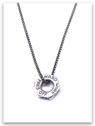 Hard Work Christian Men Necklace w/Medium Box Chain