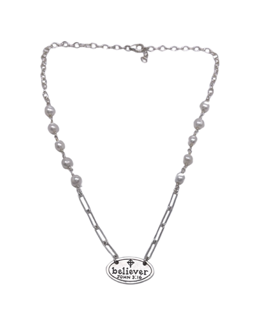 Believer Pearl and Sterling Silver Chain Necklace