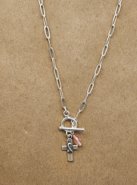Cross of Hope Paperclip Toggle Chain Necklace