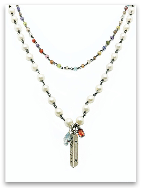 I Will Rise Pearl and Semi-Precious Stone Necklace