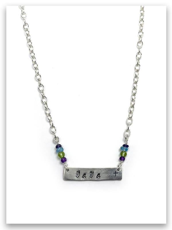 Sterling Silver Birthstone Bar Necklace | applesofgold.com