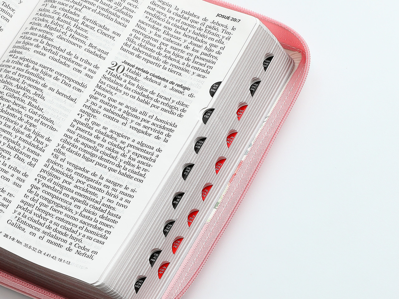Biblia Con Cierre Letra Grande 12 Puntos Para Mujer RV1960 Imit Piel Rosado Con Indice - Foto 7