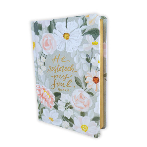 KJV Hardcover Compact Bible, gray floral faux leather