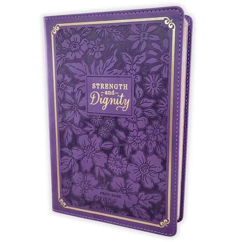 Faux Leather Journal: Strength and dignity - Proverbs 31:25