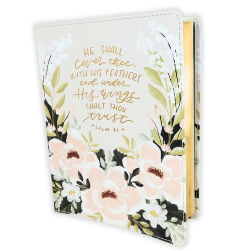 KJV Note-Taking Bible: Single column, cream floral faux leather