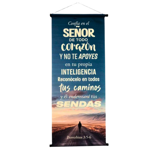 Pergamino de Lona Grande Impreso a Color - Confía en el Señor de todo corazón - Proverbios 3:5-6
