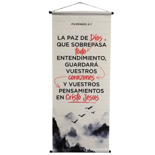 Pergamino de Lona Grande Impreso a Color - La paz de Dios que sobrepasa todo entendimiento - Filipenses 4:7
