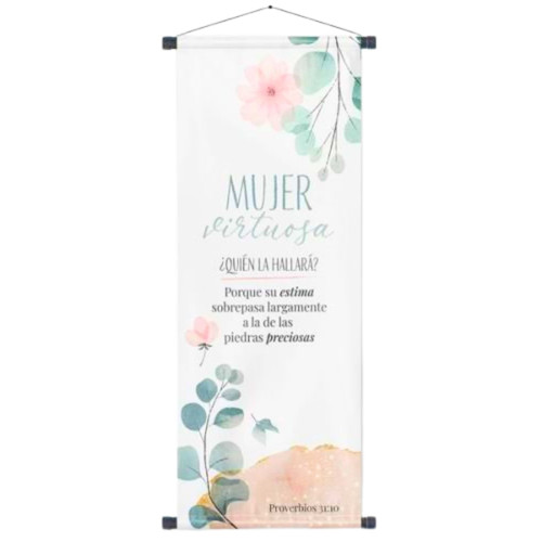 Pergamino de Lona Grande Impreso a Color - Mujer Virtuosa ¿Quién la hallará? - Proverbios 31:10
