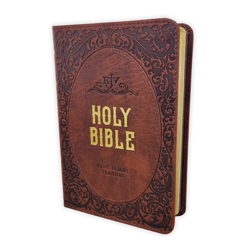 KJV Compact Bible, chestnut brown faux leather