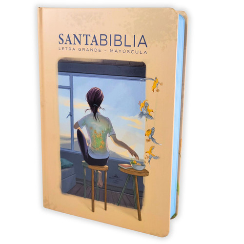 Biblia Letra Grande Mayúscula RV1960, tapa dura durazno pajaro