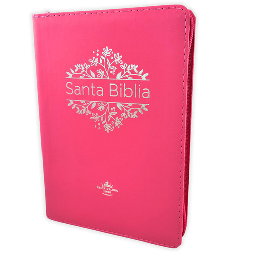Biblia con Cierre Letra Grande RV1960, imit piel fucsia