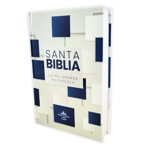 Biblia Letra Grande Mayúscula RV1960, tapa dura azul y gris