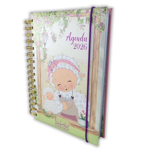 Agenda Isabella 2026: tapa dura espiral acolchonada - mamá y bebe oveja