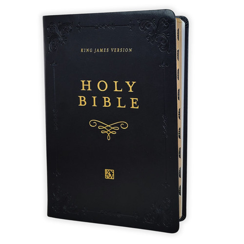 KJV Giant Print Bible with Thumb Index, Black and gold premium faux leather