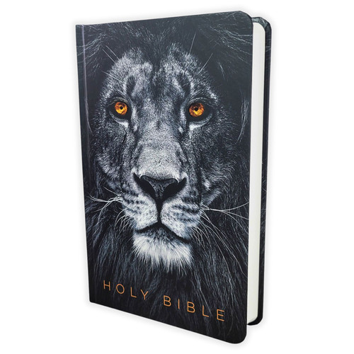 KJV Large Print Bible, Black and white lion of Judah hardcover
