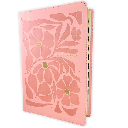 Biblia Ultrafina NTV, sentipiel flores rosa con índice