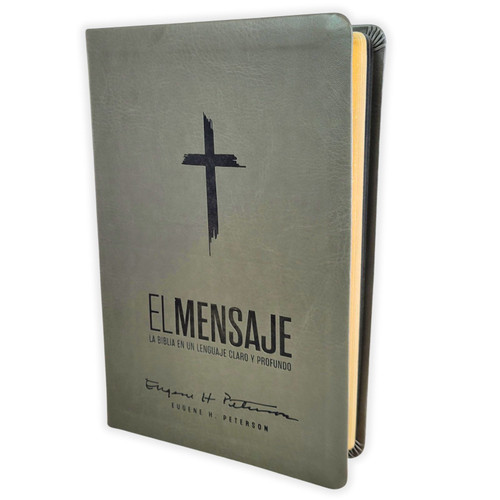Biblia El Mensaje, sentipiel gris cruz