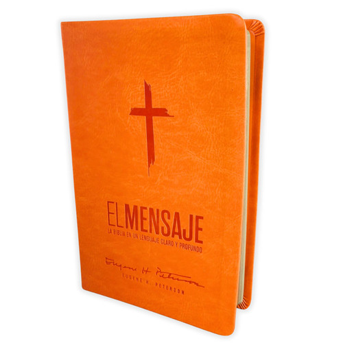 Biblia El Mensaje, sentipiel anaranjado cruz