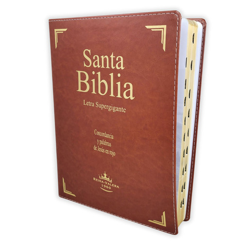 Biblia Letra Supergigante 18 puntos RV1960 imit piel marrón con índice