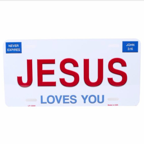 Placa Metálica para Automóvil: Jesus Loves You