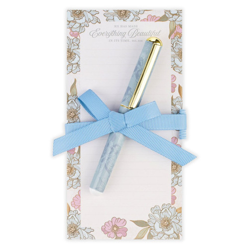 Magnetic Notepad and Pen Gift Set: Everything beautiful -  Ecclesiastes 3:11